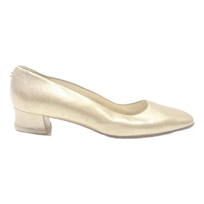 POLLINI Womens Low Heel Court Shoes Gold Polyester UK 5 Stylish Comfortable - Image 1 of 4