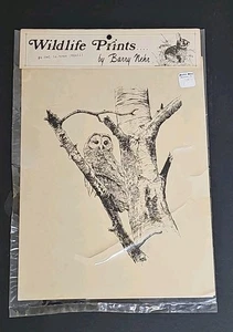 Vintage Barry Nehr Wildlife Print Owl In A Tree In Original Packaging 8-1/2x 11" - Picture 1 of 2