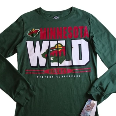Minnesota Wild Long Sleeve Shirt Youth Boys Green NHL Officially Licensed New - Image 1 of 4