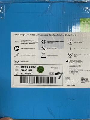 Mini mango de laringoscopio de video ProVu con hoja Mac tamaño 2 (caja de 7 piezas) Foto 1 de 2