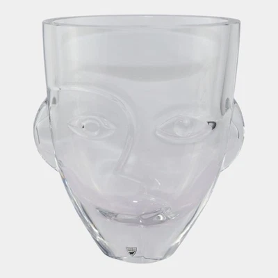 Martti Rytkönen Orrefors Sweden Art Deco Clear Crystal Glass Ramses Face Vase - Image 1 of 4