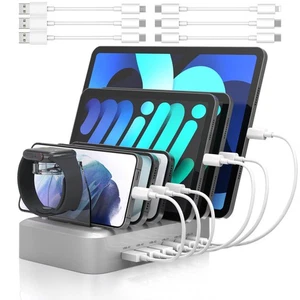 90W 6-Port USB C Fast Charging Station for Multiple Devices, Multi PD Charger... - Picture 1 of 6