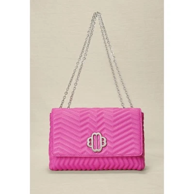 Bolso de Hombro Maje Rose Fluo Acolchado Chevron Cadena Correa Diseñador Cartera Nuevo con Etiquetas Foto 1 de 4