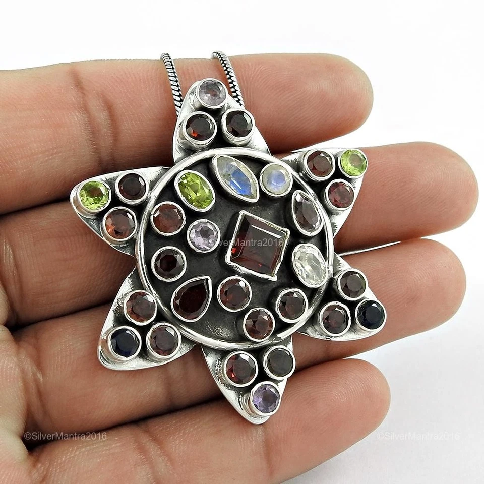 Rund Peridot 925 Silber Elegant Blende Geburtstag Jubiläum Wife Anhänger Schmuck - Bild 1 von 4