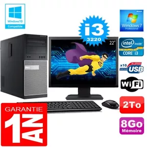 Pc Tour DELL 7010 Core I3-3220 Ram 8Go Disque 2 To Wifi W7 Pantalla 22" - Imagen 1 de 1