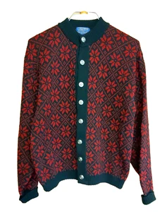 PENDLETON L Cardigan Sweater Snowflake Wool Holiday Men's Knit - Picture 1 of 3