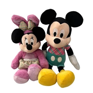 Disney Minnie & Mickey Mouse Easter Plush Set 20" Spring Bunny Plaid Pastel b - Picture 1 of 13