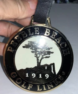 Borsa Pebble Beach Golf Links metallo etichetta 1919 cinturino pelle nero 3” personalizzata - Foto 1 di 6