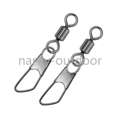 100PCS Fishing Rolling Barrel Swivel with Interlock Snap Connector Size 12#-3/0 - Image 1 of 4