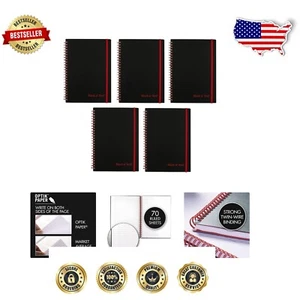 Durable Black n' Red Poly Cover Notebook, 70 Ruled Sheets for Easy Note-Taking - Picture 1 of 9