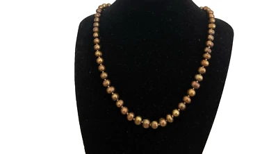 Collar de cuentas de pera de agua dulce de cobre/marrón 17,5' Foto 1 de 4