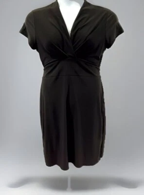Cynthia Steffe Rich Black Jersey Knit Empire Waist Tie Back Dress Sz: L NWT $178 - Image 1 of 4