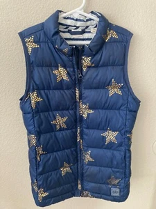 Gap Kids Girl's Puffer Vest Navy with Metallic Gold Stars, size M (8) - Picture 1 of 7