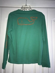 Vineyard Vines Size XL Boys Jade Green Long Sleeve Vintage Whale Pocket T-Shirt - Picture 1 of 9