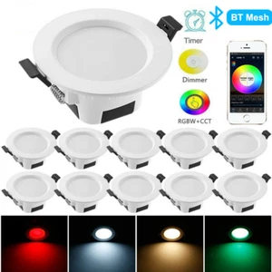 Luces de techo LED inteligentes 9W RGB+CW+WW DOWNLIGHT Bluetooth focos control de aplicaciones - Imagen 1 de 15