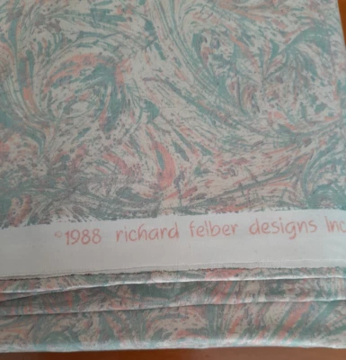 7m X 1m40 SIGNE RICHARD FELBER TISSU AMEUBLEMENT  couleurs pastels marbrées - Photo 1/3