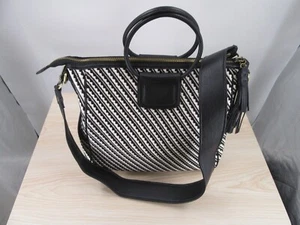 HOBO Sheila Satchel Tote Bag Black White Weave ~NWT~ - Picture 1 of 5