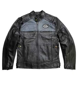 Harley Davidson Men's LEGENDARY Black Grey VOTARY Rare genuine Leather Jacket . - Picture 1 of 5