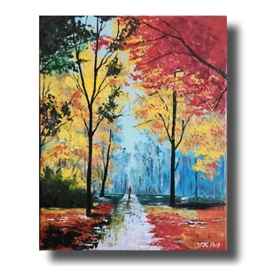 Original Acryl Herbst Landschaft Gemälde , Herbst Malerei auf Leinwand Wandbild - Bild 1 von 24