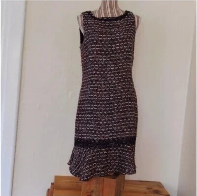 Karl Lagerfeld Vintage Tweed Sleeveless Wool Blend Midi DressSize 14 UK - Image 1 of 4
