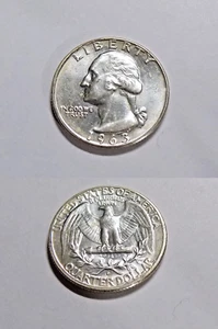 1963 D Washington Silver Quarter AU Light Tone BU - Picture 1 of 5