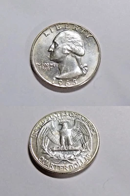 1963 D Washington Silver Quarter AU Light Tone at 6.25g it has over $10 in Spot - Image 1 of 4