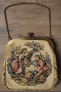 Vintage JR Miami Victorian Garden Tapestry Clutch Purse Floral Gold Tone Trim - Picture 1 of 9