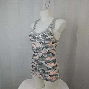 Jenni Sleeveless Scoop-Neck Ribbed Knit Sleep Tank Top - Pink Camo, XS #7816 - Picture 1 of 7