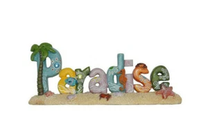 Paradise Beach Table Desk Sign Home Decor Quote Sea Life Animals Sand Vacation - Picture 1 of 2