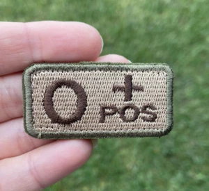 O+ POS - BLOOD TYPE Patch - TAN - 2.5cmx5cm - Hook & Loop - Picture 1 of 7