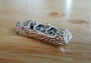 1 Sterling Silver 3D 22x5mm solid Amusement Park Log Ride Charm! - Picture 1 of 4