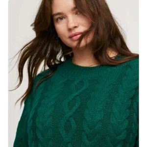 NEW Mango Cable-knit warm sweater, Green, Size M - Picture 1 of 12