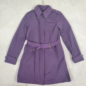 Lauren Ralph Lauren French Coat Womens Sz Small Eggplant Purple Belted Raincoat - Picture 1 of 13