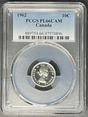 1962 Canada Ten Cents 10c PCGS PL-66 CAM, Buy 3 Items, Get $5 Off!! - Image 1 of 2