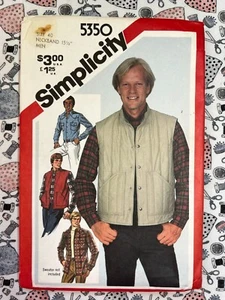 Camisa y chaleco acolchado para hombre Simplicity patrón de costura 5350 talla 40 corte completo - Imagen 1 de 3