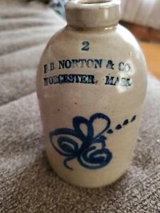 L. B. Norton & Co. Stoneware 5 in Mini Jug Worcester, Mass Rare - Picture 1 of 5
