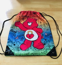 COOL RETRO RARE CARE BEARS DRAWSTRING BACKPACK BAG SECRET BEAR
