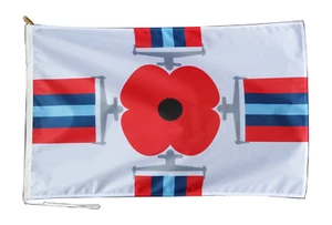 Remembrance Day Poppy Medal Flag With Rope and Toggle - Various Sizes - Picture 1 of 7