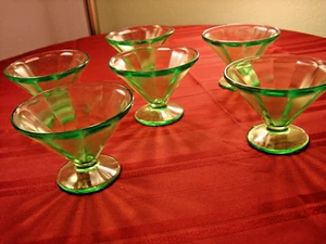 Federal Glass Company Green Custard / Sherbet Cups Set of TWO - Depression Glass - Picture 1 of 9