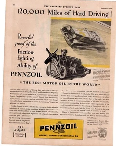 1930 Vintage Pennzoil "The Best Motor Oil In The World" Single Page Print Ad - Picture 1 of 1