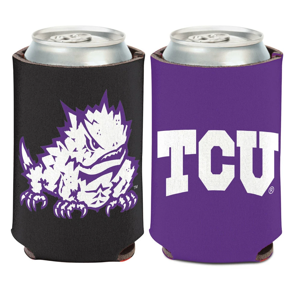 TCU Horned Frogs 12oz Two Sided Can Cooler NCAA Coozie Koozie Beer Drink