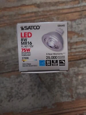 8 Watt GU5.3 Base 40 Degree Beam Spread Lightning Fixture 12V - SATCO-S8640 - Image 1 of 4