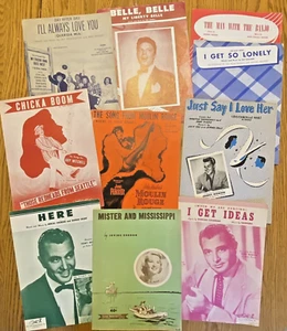 Lot of 10 1950s Vintage Pop Movie Sheet Music Voice Piano Guitar Cover Art #16 - Picture 1 of 11