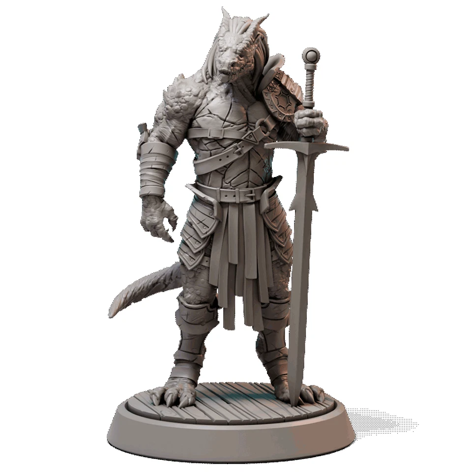 Dragonkin Warrior – 32mm Resin Miniature | Dragonborn Fighter for D&D & Fantasy - Image 1 of 1