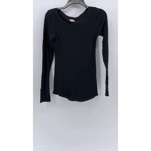 Top para mujer MOSSIMO SUPPLY CO negro cuello redondo manga larga tejido gofre talla S - Imagen 1 de 10