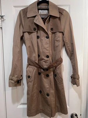 ZARA BEIGE TAN BELTED TRENCH COAT RAIN MAC JACKET Sz Medium - Image 1 of 4