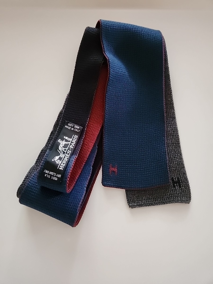 HERMES 4way リバーシブルニットタイ HERMES 4way リバーシブルニットタイ HERMESシルクニットタイ