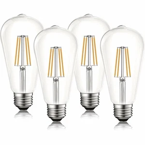 Luxrite Vintage S19 LED Edison Filament Bulb 60W 2700K 550lm Dimmable (4-Pack) - Picture 1 of 7