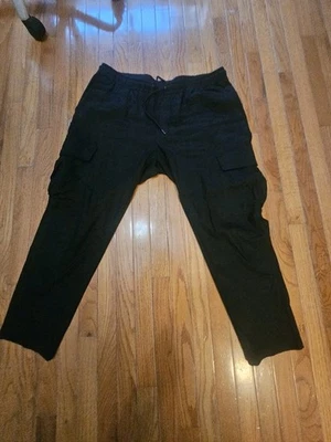 Calça INC Masculina MISTURA DE LINHO TAMANHO XL Slim Fit Cordão Calça Casual Preta - Imagem 1 de 3