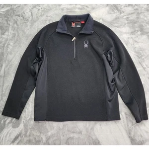 Spyder Outbound Core Sweater Jacket Medium Black Half Zip Outdoors Performance - Picture 1 of 11